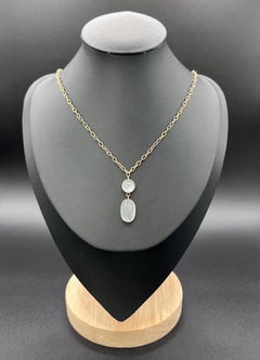 Antique 9ct Rose Gold, Edwardian Cabochon Moonstone Pendant Necklace