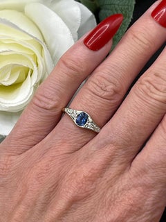 Antique 18ct Yellow Gold and Platinum, Edwardian Sapphire and Diamond Ring