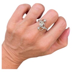 Antique 18ct Gold & Platinum, 3 Stone Diamond Belle Époque Ring