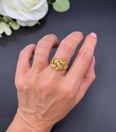 Antique 18ct Yellow Gold, Art Nouveau Diamond Snake Ring