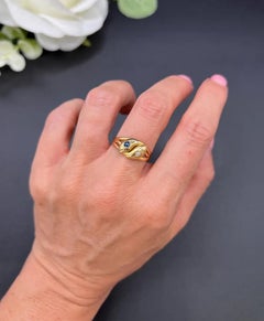 Antique 18ct Yellow Gold, Victorian Sapphire & Diamond Double-Headed Snake Ring