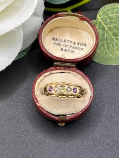 Antique 15ct Gold, Amethyst, Pearl and Peridot Suffragette Ring, Birmingham 1902
