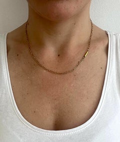 Antique 15ct Yellow Gold, Edwardian Rectangular & Round Link Chain Necklace