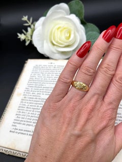 Antique 18ct Yellow Gold, Star Set Diamond Three Stone Band Ring, Circa 1900