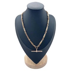 Antique 9ct Gold, Albert Chain Necklace: 1920s Fancy Paperclip & Knot Link