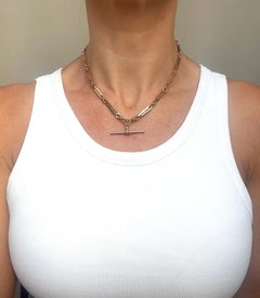 Antique 9ct Gold, Albert Chain Necklace: 1920s Fancy Paperclip & Knot Link