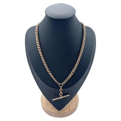 Antique 9ct Rose Gold, Fancy Open Curb & Rollerball Albert Chain Necklace