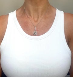 Antique Platinum, Edwardian Diamond Floral Wreath Pendant Necklace