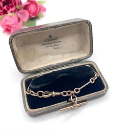 Antique 9ct Rose Gold, Edwardian Fetter and Three Link Bracelet