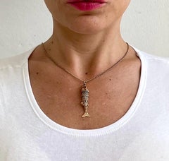 Vintage 9ct Gold, Articulated Lucky Fish Pendant Charm, Circa 1970s