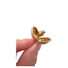 Vintage 9ct Yellow Gold, 1970s Baby Chick Egg Pendant Charm