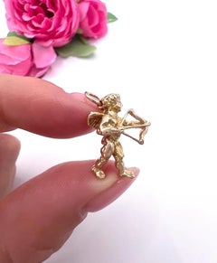 Antique 9ct Yellow Gold, 1970s Cupid Pendant Charm