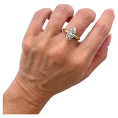 Antique 18ct Yellow Gold, Victorian Diamond Marquise/Navette Ring