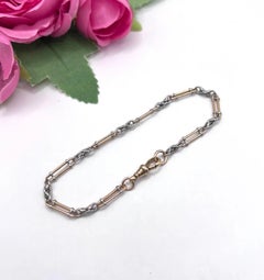Antique 18ct Gold & Platinum, Edwardian Fancy Knot Link Bracelet