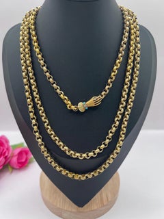 Antique 15ct Gold Georgian Long Guard Necklace with Hand Clasp