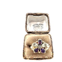 Antique 15ct Yellow Gold, Early Victorian Gemstone Daisy Cluster Ring