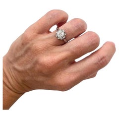 Antique Platinum French Stamped, 0.75 Carat Single Stone Diamond Engagement Ring