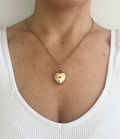 Antique 9ct Gold Back & Front, Edwardian Heart Locket with Diamond
