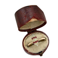 Antique 18ct Gold Stamped Art Deco Ruby Diamond Marquise Ring