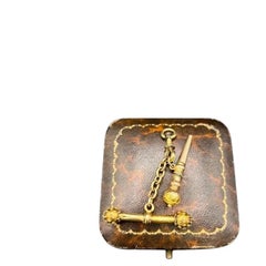 Antique 18ct Gold, French Pocket Watch Key, T-bar & Swivel Pendant, Circa 1900
