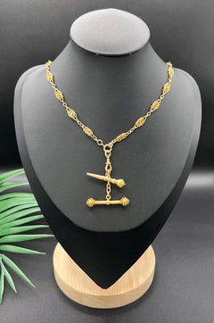 Antique 18ct Gold, French Pocket Watch Key, T-bar & Swivel Pendant, Circa 1900