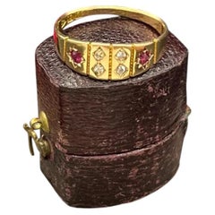 Antique 15ct Yellow Gold, Chester Hallmarked, Victorian Ruby & Diamond Ring