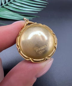 Médaillon rond édouardien ancien en or 9 carats, orné d'un croissant et d'une étoile, poinçonné à Chester en 1909