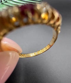 Antique 18ct Gold, Edwardian Ruby & Diamond Five Stone Ring, Birmingham 1910