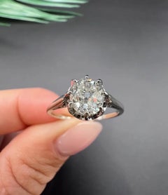 Antique 18ct & Platinum French Stamped, 0.70 Carat Single Stone Diamond Ring