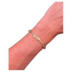 Antique 18ct Yellow Gold, Art Nouveau Fancy Link Floral Design Bracelet