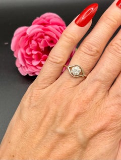 Bague édouardienne antique en or 18 carats et platine, poinçonnée, sertie de diamants en grappe