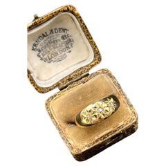 Bague antique en or jaune 18 carats, sertie de trois diamants en forme d'étoile