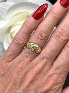 Bague antique en or jaune 18 carats, sertie de trois diamants en forme d'étoile