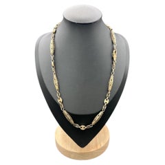 Chaîne antique en or 9 carats, de style victorien, à maillons en forme de lanterne ajourés, de 19 pouces