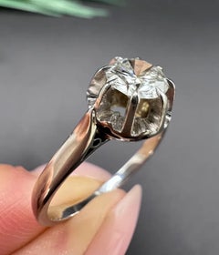 Antique 18ct & Platinum French, 0.55 Carat Single Stone Diamond Engagement Ring