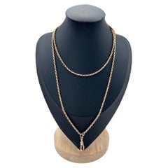 Antique 9ct Gold Long Belcher Chain - Edwardian Oval Link with Swivel Clasp