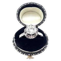 Vintage-Ring aus 18 Karat Gold und Platin mit französischer Punzierung, mit einem einzelnen Diamanten von 0,75 Karat