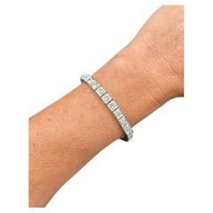 Antique French Platinum & 18ct White Gold, 6 Carat Natural Diamond Line Bracelet