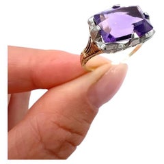 Antique 14ct Gold & Platinum, Art Deco Amethyst Ring