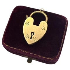 Antique 15ct Yellow Gold, Edwardian Heart Padlock Clasp, Pendent, Charm Bracelet