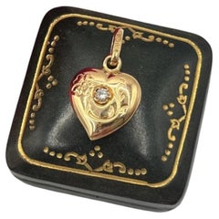 Vintage 18ct Yellow Gold Stamped, 1980s Diamond Heart Pendant