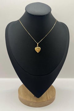 Vintage 18ct Yellow Gold Stamped, 1980s Diamond Heart Pendant
