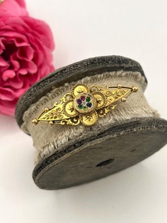 15ct Gold DEAREST Brooch, Diamond, Emerald, Amethyst, Ruby, Sapphire, Tourmaline