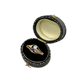 Anillo antiguo de sufragista de oro de 18 quilates, con amatista, diamantes y peridoto, de alrededor de 1910
