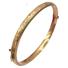 Brazalete antiguo de oro de 9 quilates con bisagra y grabado, con el sello de Birmingham de 1919