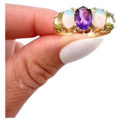 Antique 18ct Gold, Amethyst, Opal and Peridot Suffragette Ring