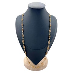 Collana antica francese in oro 18 carati con maglie a filigrana da 22,5 pollici, risalente al 1920 circa