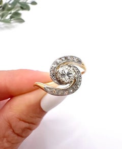 Antique 18ct Yellow Gold, Edwardian Diamond Swirl Halo Ring