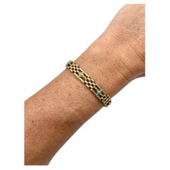 Bracelet édouardien ancien en or 15 carats poinçonné, avec turquoise et perles de graine