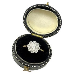 Bague vintage en or 18 carats avec motif de marguerites en diamants, vers 1980